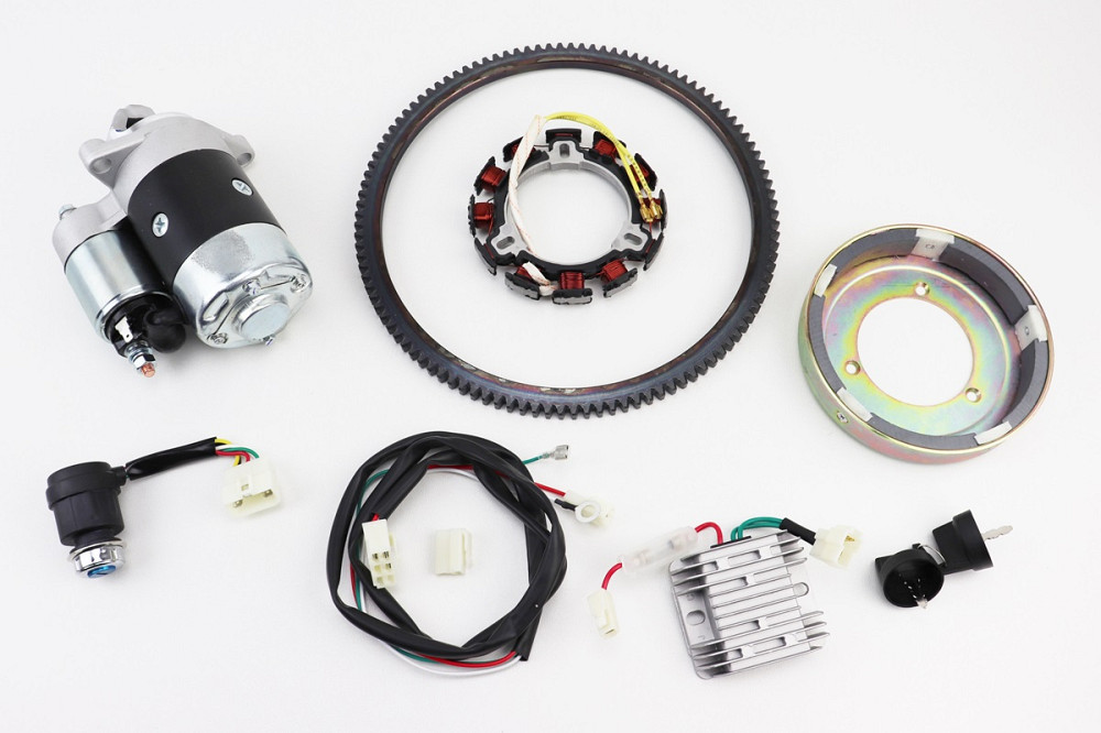 Комплект для переоснащення мотоблока під електростартер 186F (електростартер, замок, проводка, магнето, реле, вінець) Київ - фото 1