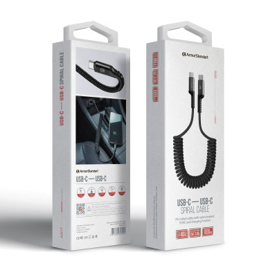 Дата кабель USB-C to USB-C 1.0m Spiral 3A Black Armorstandart (ARM75392) Винница - изображение 3