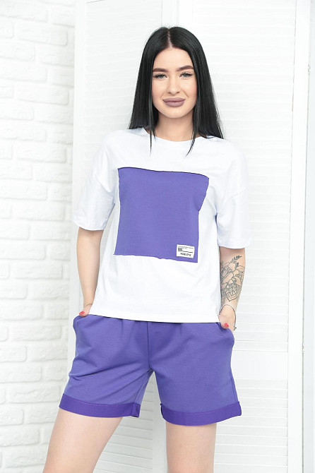 Двокольоровий костюм з шортами "Numb" оптом | Норма | Розпродаж моделі Фіолетовий, 46-48 Київ - фото 1