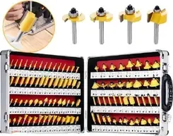 Zestaw frezów trzpieniowych 1/4 cala, 100 części, z powłoką węglików spiekanych, do obróbki drewna, aluminiowa Валіза Киев