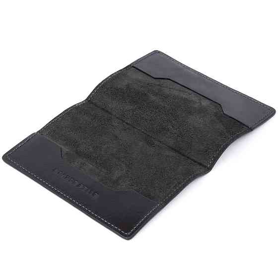 Обкладинка для паспорта з натуральної шкіри Чорна (GRANDE PELLE) Київ