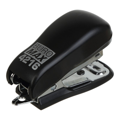 Степлер Buromax пластиковий МІНІ, 10 аркушів, (скоби №24; 26), 60 x 25 x 35 мм, чорний (BM.4216-01) Вінниця - фото 2