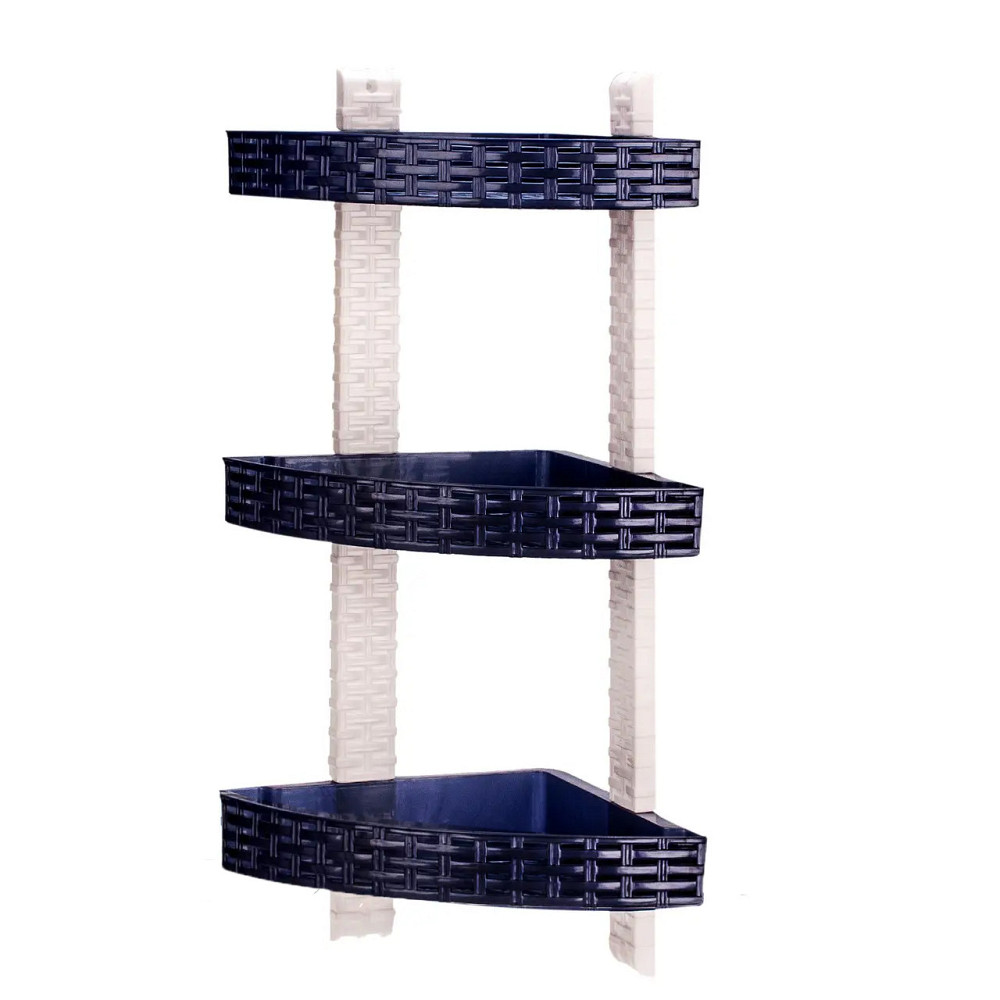 Полиця у ванну кутова "Ротанг" 3 яруси фіолетова 55х21 см R-Plastic Одеса - фото 1