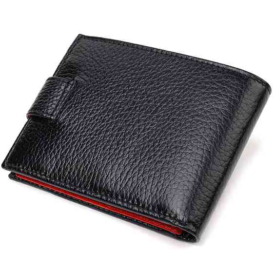 Компактное портмоне для мужчин в комбинации двух цветов из натуральной кожи CANPELLINI 21749 Черное Киев