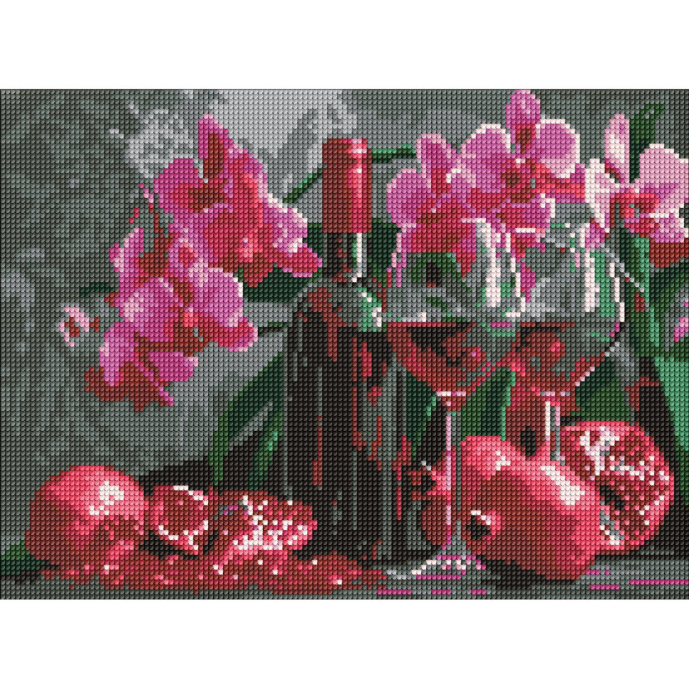 Алмазна мозаїка "Вино та орхідеї" AMO8118, 30х40 см Вінниця - фото 1