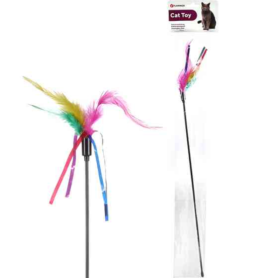 Flamingo Teaser Feathers ФЛАМІНГО ДРАЖНИЛКА з кольоровим пір’ям, іграшка для котів Київ