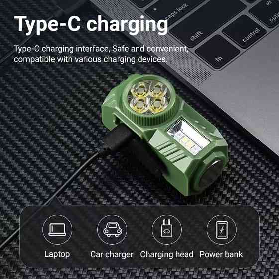 Налобний ліхтар YEMAO YM-T615, 500LM, (White+Red), Сенсор, ЗП Type-C Дніпро