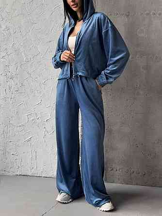 Женский прогулочный костюм двойка: кофта и штаны турецкий велюр Джинс, 46/48 Одесса