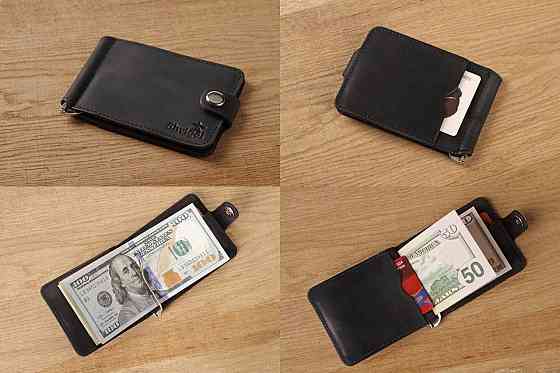 Зажим для купюр SHVIGEL 13787 из винтажной кожи Черный Киев