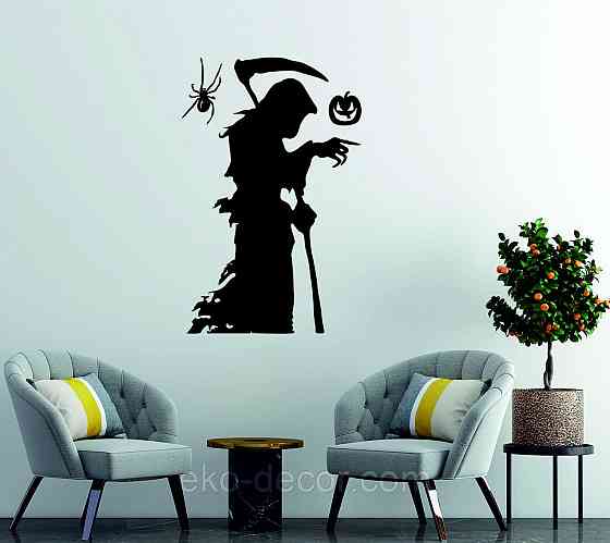 Декоративне настінне Панно «Смерти з косою», Декор на стіну 110*71 см, Чорний Київ