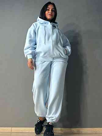 Костюм женский A-N 27066 спортивный оверсайз худи на молнии и джогеры голубой, голубой, L Киев