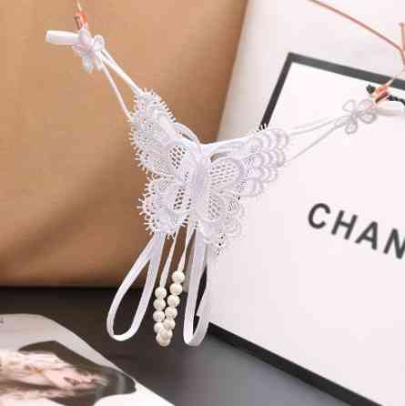 Трусики з перлинами білі "Метелик" - розмір універсальний (на резинці), 15% нейлон, 85% поліестер Київ