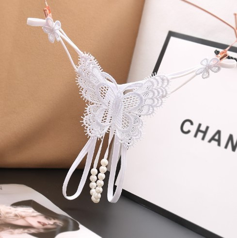 Трусики з перлинами білі "Метелик" - розмір універсальний (на резинці), 15% нейлон, 85% поліестер Київ - фото 4