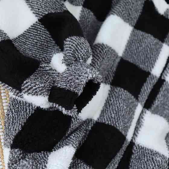 Дитяча тепла куртка тедді на змійці в чорно білу клітинку Кам'янець-Подільський