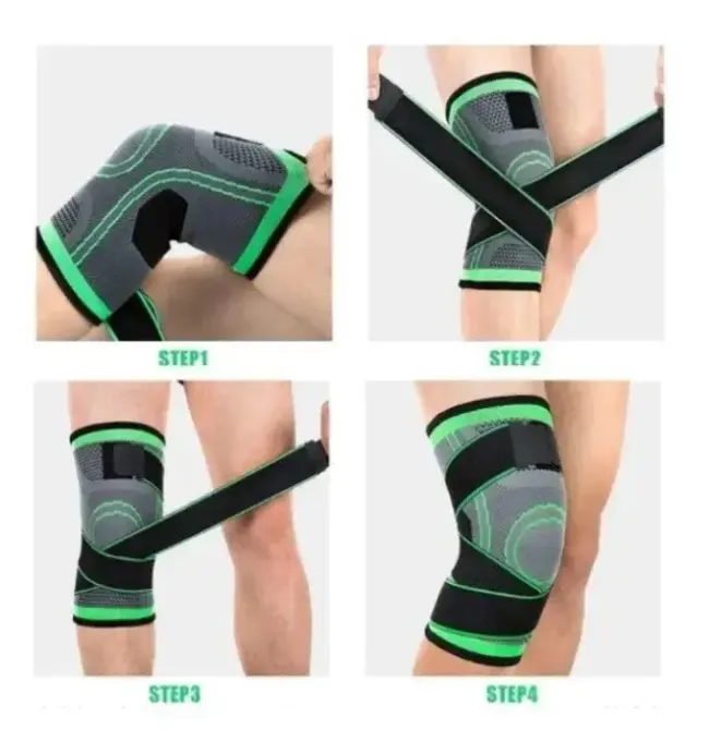 Наколенник Бандаж коленного сустава Knee Support Copper Черно-зелёный фиксатор колена Компрессионный от травм растяжений Коломия - фото 5