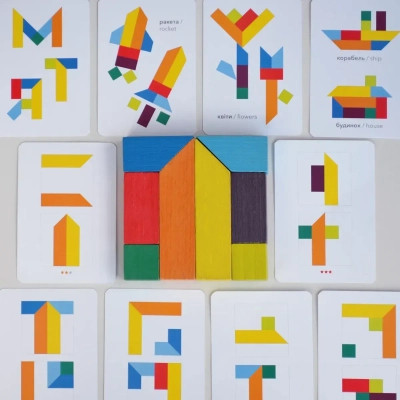 Развивающая игрушка Ігротеко Танграм 8 эл. + карточки с заданиями (900446) Винница - изображение 2