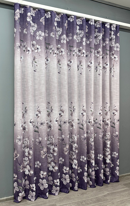 Тюль-штора VR-Textil 1877т Льон Фіолетовий з білим 400х270 см (42-1083) Київ - фото 3