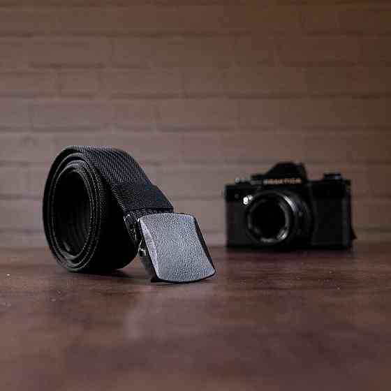 Плотный текстильный мужской ремень Черный (Vintage) Киев