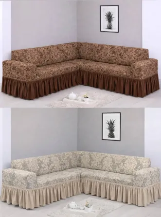 Угловой жаккардовый чехол на диван, универсальный натяжной чехол, накидка на диван Коломыя