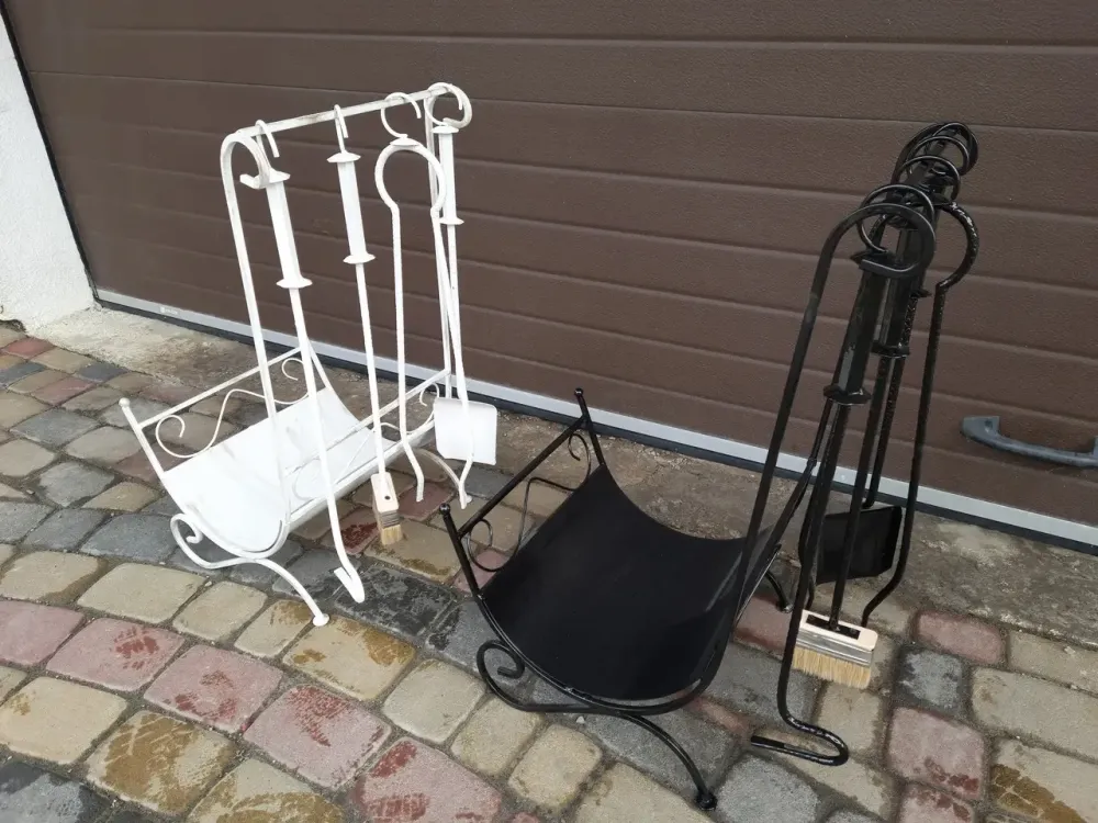 Набір для каміну кований №3 (дровниця, совок, щітка, кочерга, щипці) Б3892 Чорний Київ - фото 9