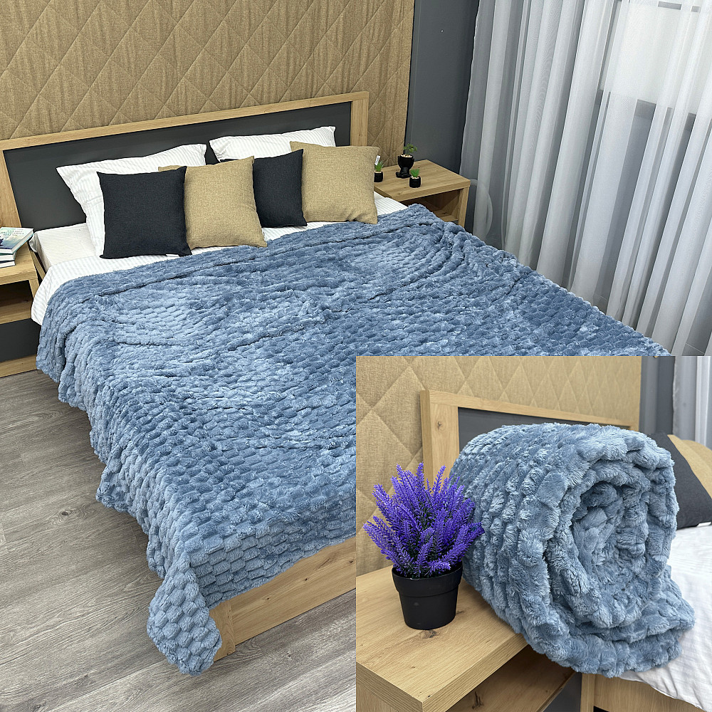 Плед-покривало 210х210 см (+-5см) Соти Блакитний (87-209) Київ - фото 1