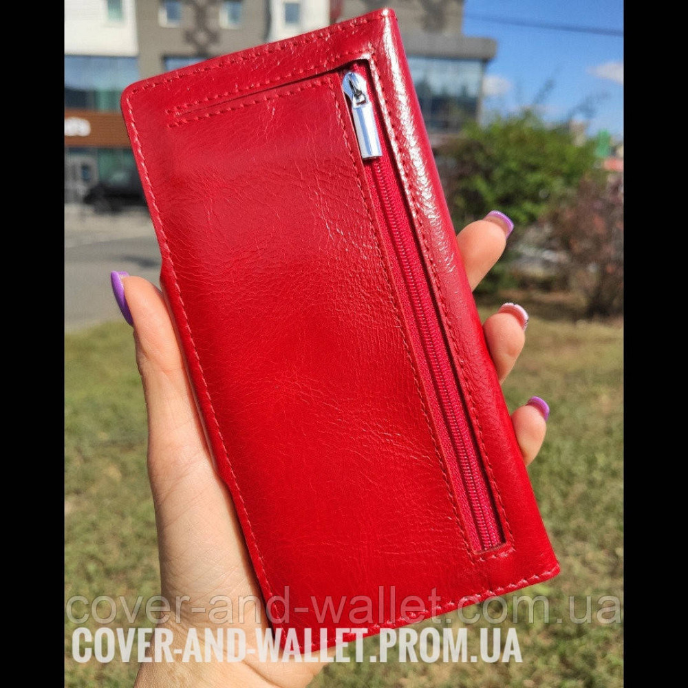 Тонкий довгий жіночий гаманець купюрник червоного кольору Puos Київ - фото 6