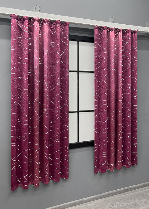 Комплект коротких штор VR-Textil Софт Лиана № 459ш Малиновый 130х170 см 2 шт (35-0429) Киев - изображение 3