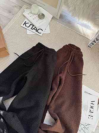 Жіночі прогулянкові теплі штани букле на флісі Чорний Одеса