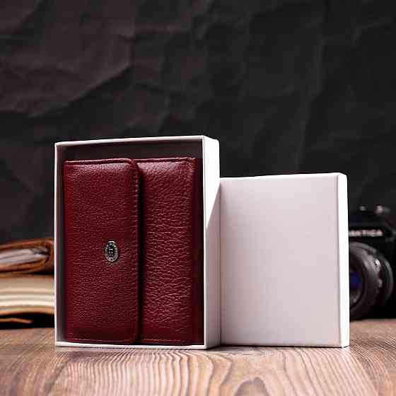 Кожаный женский кошелек с монетницей Бордовый (ST Leather) Киев