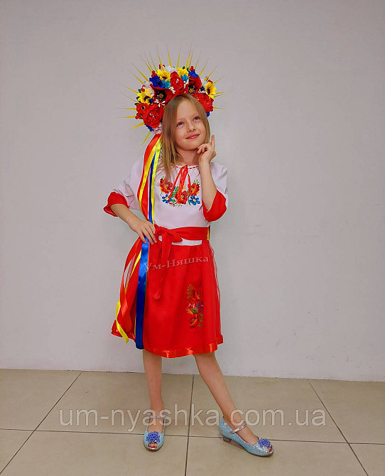 Червона вишита сукня плаття вишиванка з коротким рукавом Квіткова Кривой Рог - изображение 5