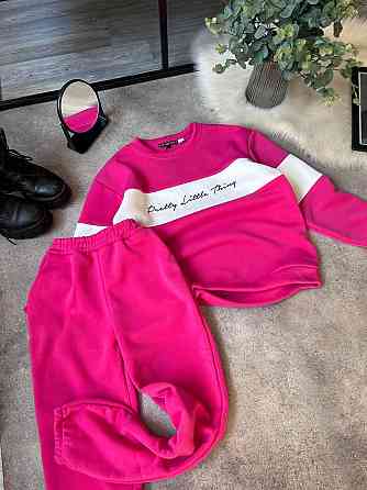 Жіночий стильний теплий костюм двойка тринитка на Флісі Рожевий Одеса