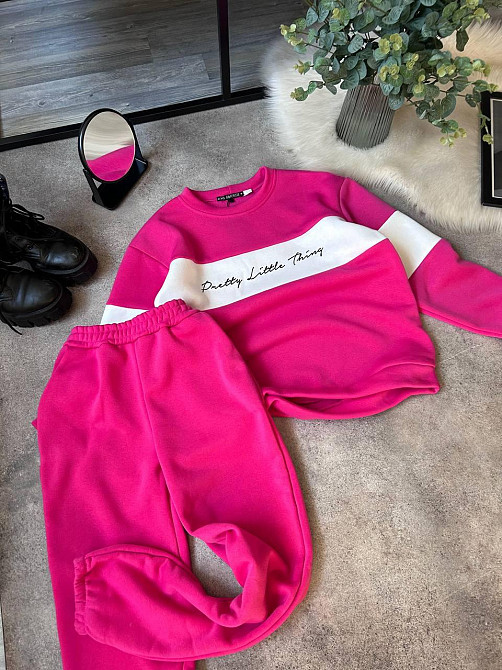 Жіночий стильний теплий костюм двойка тринитка на Флісі Рожевий Одеса - фото 4