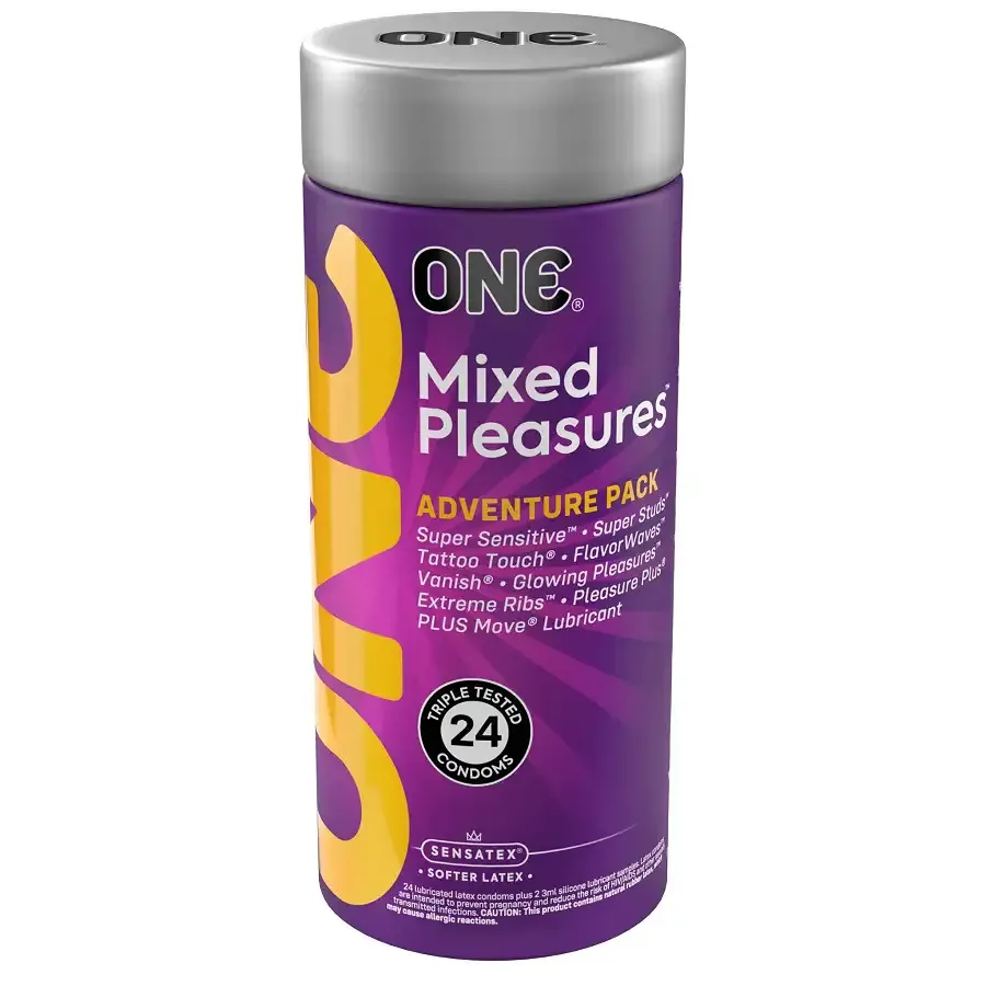 Презервативи ONE Mixed Pleasures 24 шт, подарункова упаковка тюб Львів - фото 1