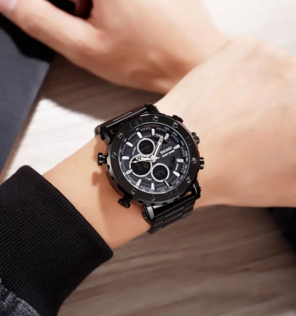 Мужские часы Skmei 1636 с браслетом Черный с черным Винница