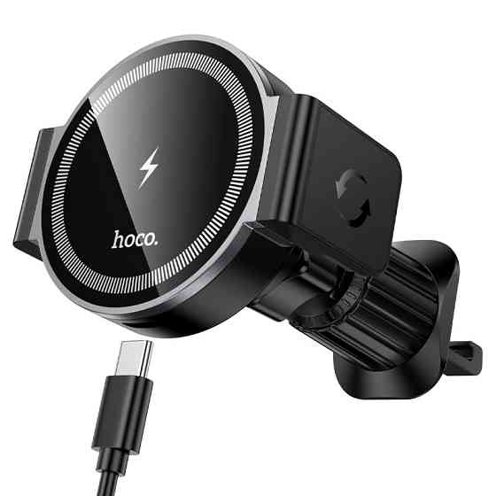 Автотримач для телефона з БЗП HOCO HW35 Power electric magnetic wireless fast charging car holder(air outlet) Black Ковель