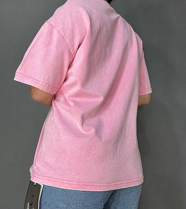 Футболка жіноча A-N 26662 тай-дай варена базова універсальна, рожевий, one size Одеса - фото 6