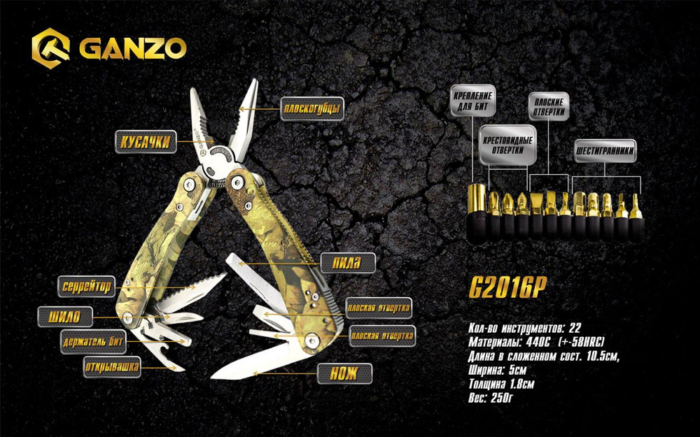 Мультитул Multi Tool Ganzo G2016-P (G107) Київ - фото 9