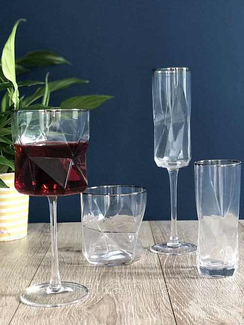 Келих "Прозора Геометрія" 350 мл OLGS1002 прозорий скло незвичайна форма Київ - фото 2