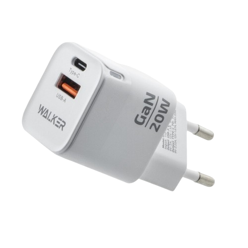 Зарядний пристрій мережевий USB/Type-C QC+PD 20W білий WALKER WH-42 Житомир