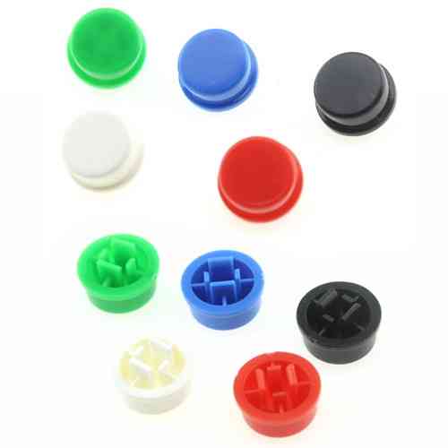 Колпачок круглый для тактовой кнопки микрика 12мм, набор 100шт, разноцветные, радиодетали Киев