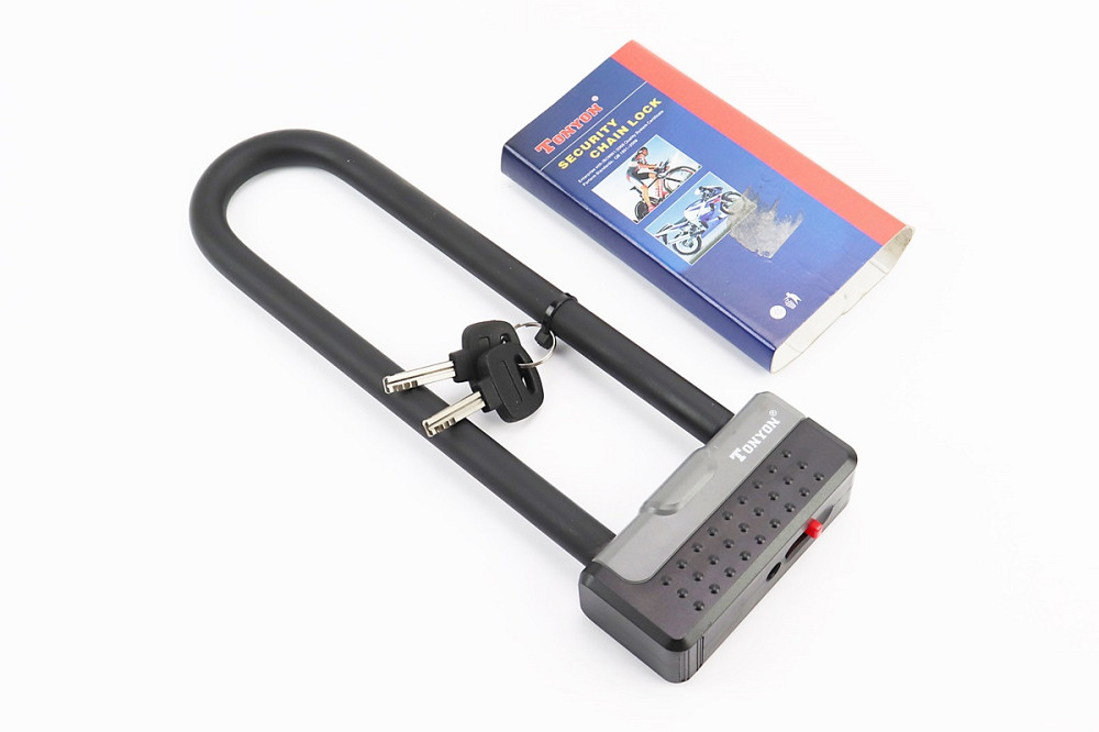 Замок протиугінний U-подібний 100x290 (50х230)мм, товщина скоби 13мм під ключ, чорно-сірий TY339D Київ - фото 1