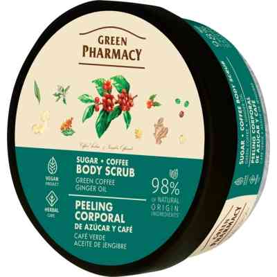Скраб для тіла Green Pharmacy Цукрово-кавовий Зелена кава та імбирна олія 200 мл (4823015945380) Вінниця