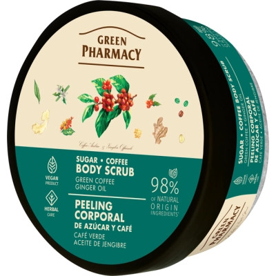 Скраб для тела Green Pharmacy Сахарно-кофейный Зеленый кофе и имбирное масло 200 мл (4823015945380) Винница - изображение 1