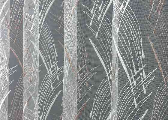 Тюль фатин с вышивкой и люрексом цвет белый с пудровым 1649т Киев