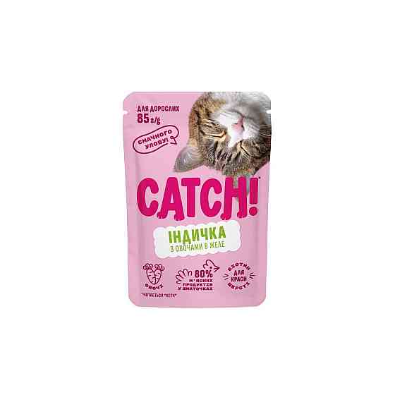 Корм вологий Catch! для дорослих котів з індичкою та овочами в желе 85 г Київ
