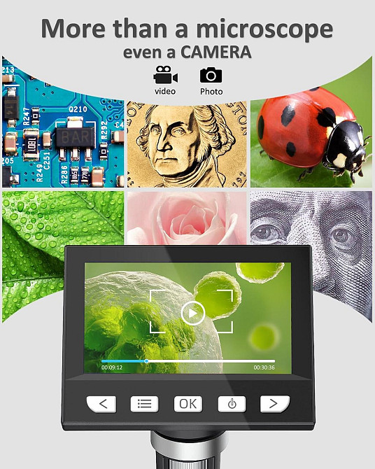 Цифровий мікроскоп Aopick 4.3” LCD 1000X з підсвіткою, USB для монет плат дітей годинників досліджень Windows Mac Київ - фото 6