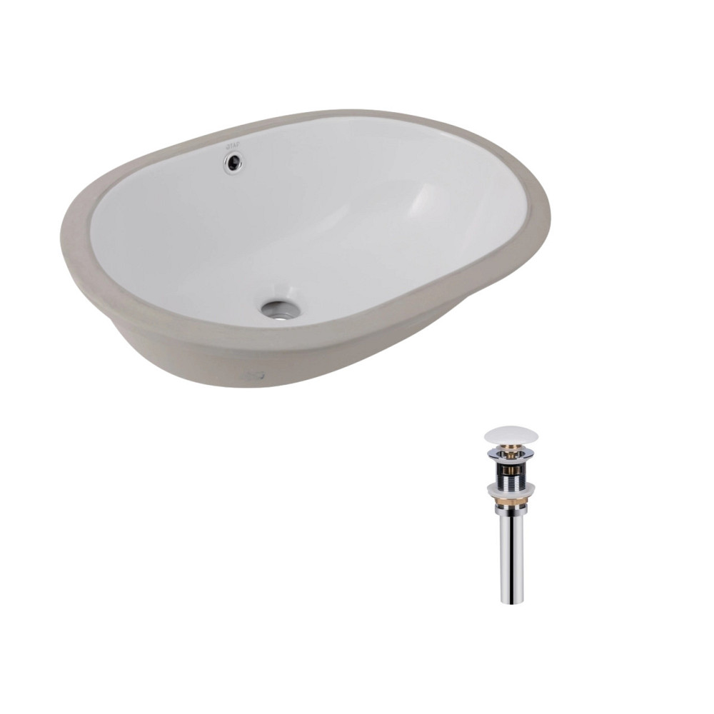 Комплект Qtap Stork: Раковина врізна овальна 570x390x210 мм White + Донний клапан PU02O Київ - фото 1