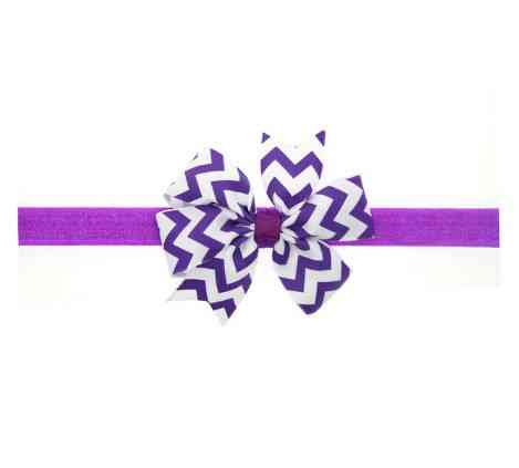 Детская повязка в полоску фиолетовая - окружность 36-48см, размер банта 9см Киев