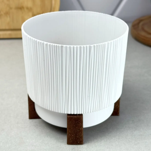 Вазон Осло зі вставкою та декоративною підставкою 30см білий Алеана Житомир - фото 4