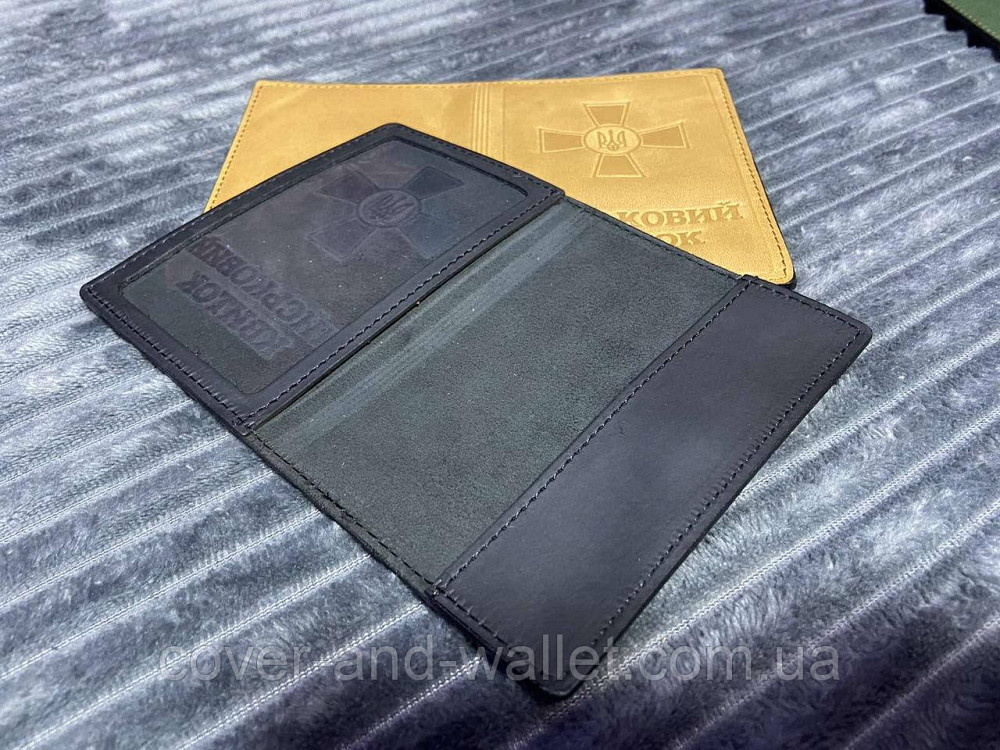 Обкладинка для військового квитка із вінтажної шкіри чорного кольору Puos Київ - фото 2